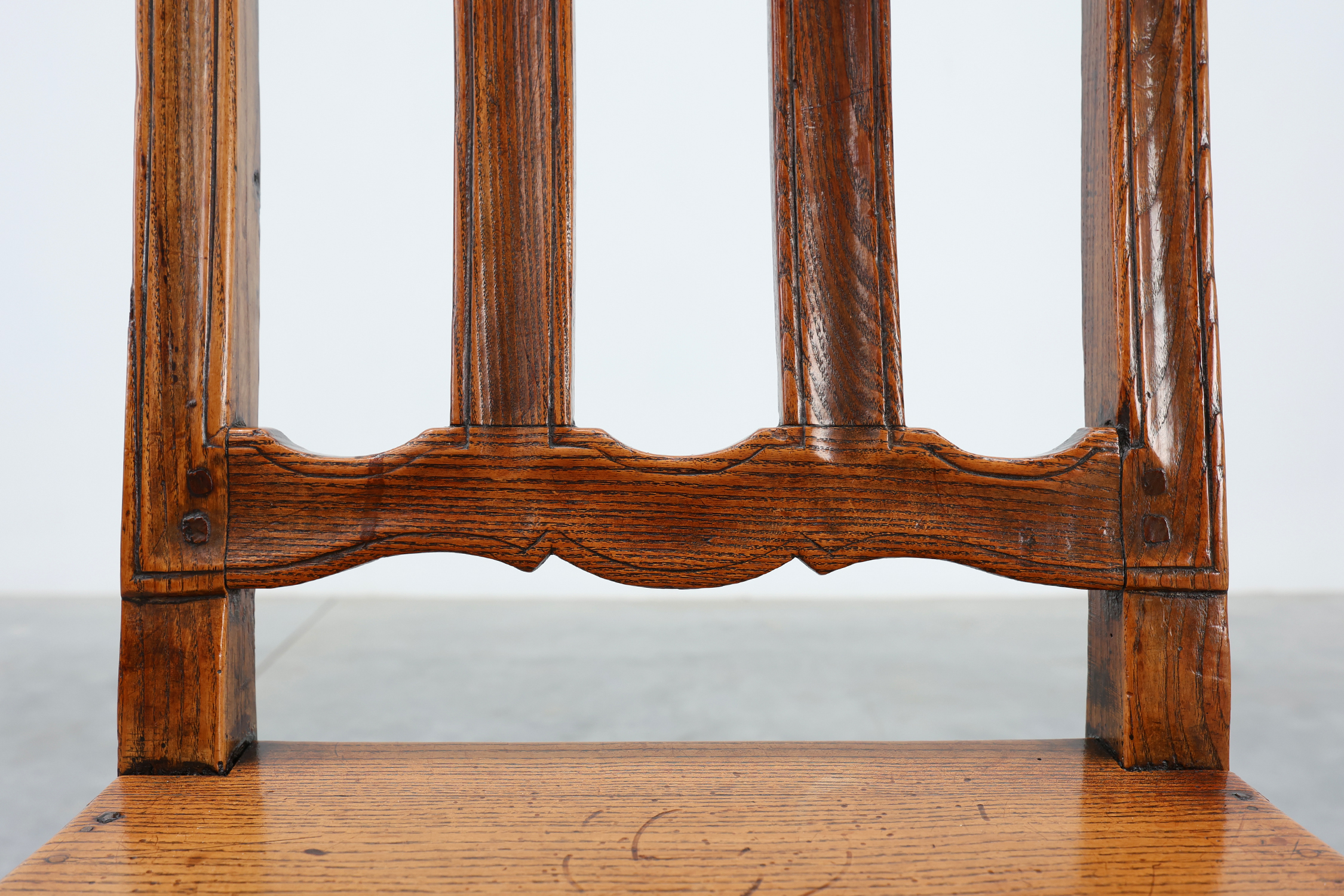 Antique carved oak side chair, France 18th century thumbnail